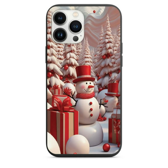 Christmas Snowman, Trees and Presents Design Phone Case for iPhone 7 8 X XS XR SE 11 12 13 14 Pro Max Mini Note s10 s10plus s20 s21 20plus