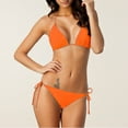 thumbnail image 6 of zicth Orange Womens Bikinis Women's Solid Color Lace Up Bikini Two Piece Swimsuit Swimsuit Swim suits for Women 2024 Size M, 6 of 6