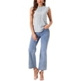 thumbnail image 2 of INSPIRAR CHIC Blusa sin mangas para mujer con volantes, estilo de oficina, blusas florales vintage de los años 50, S, azul claro-floral, 2 of 6