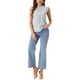 thumbnail image 2 of INSPIRAR CHIC Blusa sin mangas para mujer con volantes, estilo de oficina, blusas florales vintage de los años 50, S, azul claro-floral, 2 of 6