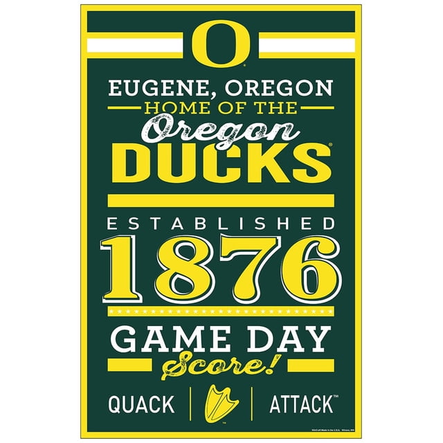 Oregon Ducks Sign 11x17 Wood Established Design