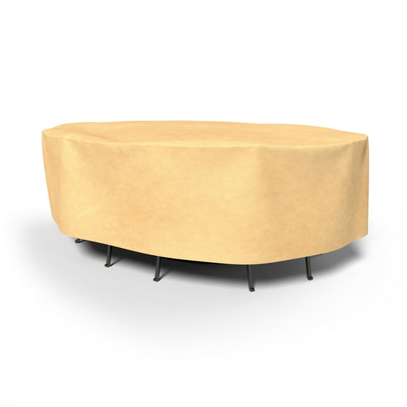 Budge Medium Beige Patio Oval Table/Chairs Cover, All-Seasons