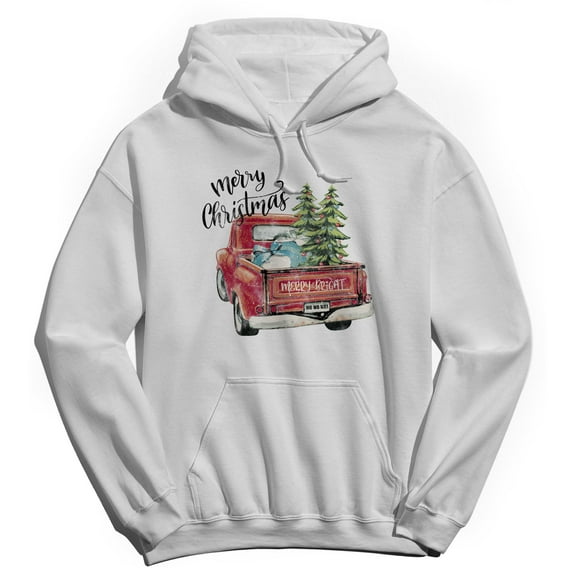 Haywood & Main Merry Chistmas Graphic White Men's Cotton Pullover Hoodie