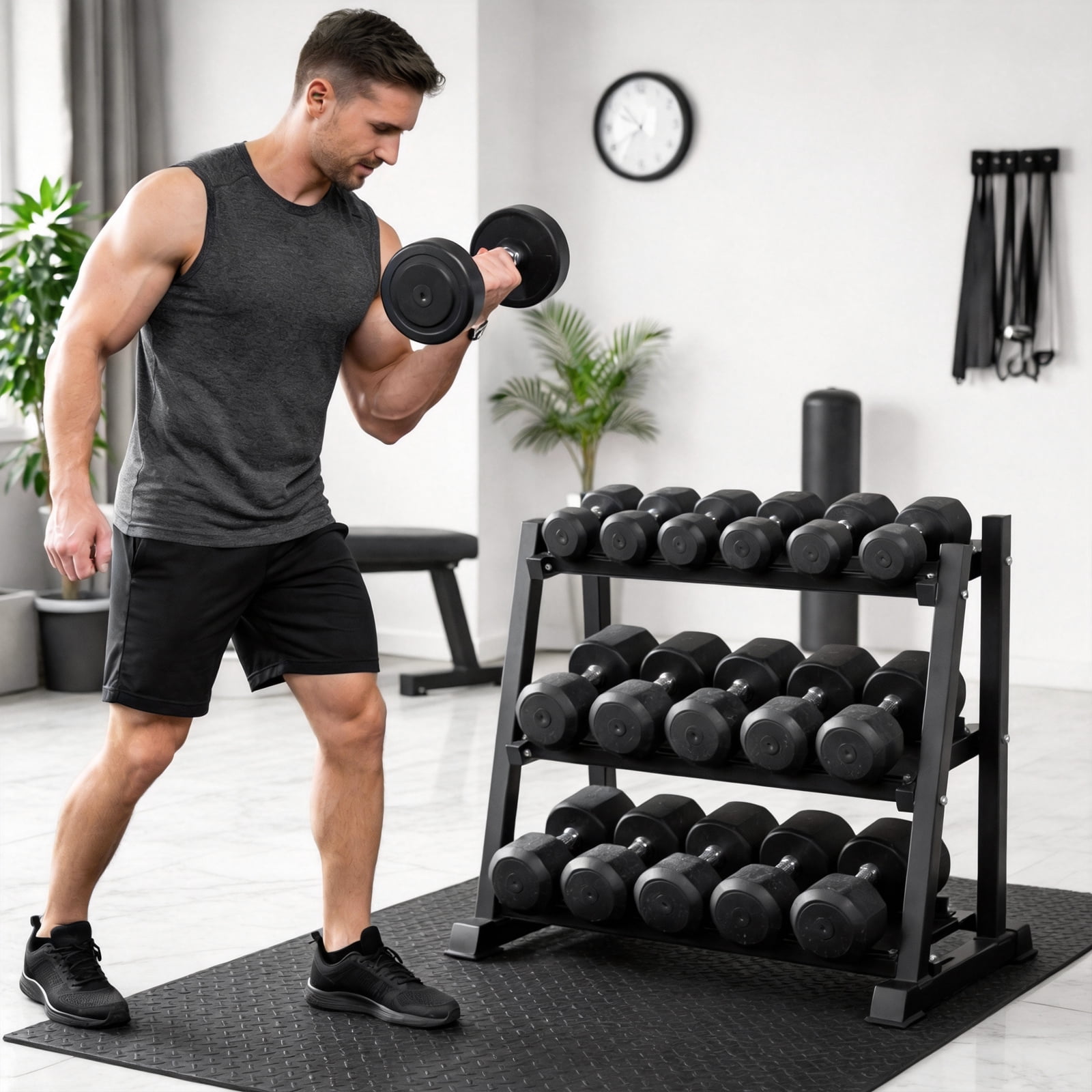 Dumbbell Rack, Primy Dumbbells Storage Rack 3 Tier 1100lb Weights Rack Stand Holder for Dumbbells, Kettlebells, and Weight Plates, Home Gym Storage Organizer