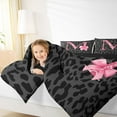 thumbnail image 4 of Homewish Ribbon Monogrammed M Bedding Comforter Set for Girl, Kawaii Princess Style Twin Comforter Sets, Black Pink Cheetah Print Reversible Bedding Set, Super Cozy Room Decor, 2 Pieces, 4 of 8