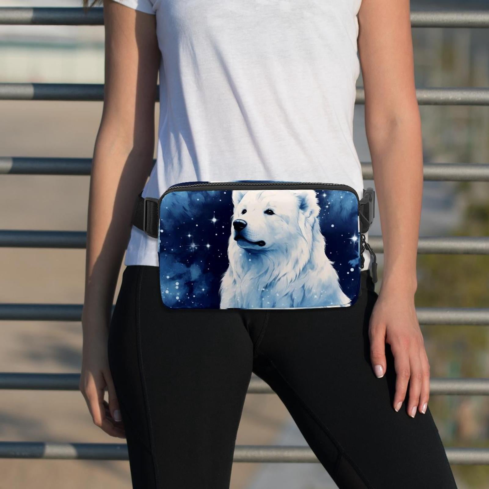 Starry sky polar bear Adjustable Lightweight Waist Bag Crossbody Fanny Pack with Extension Strap for Men and Women