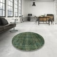 thumbnail image 4 of Ahgly Company Machine Washable Indoor Round Abstract Army Green Area Rugs, 4' Round, 4 of 7