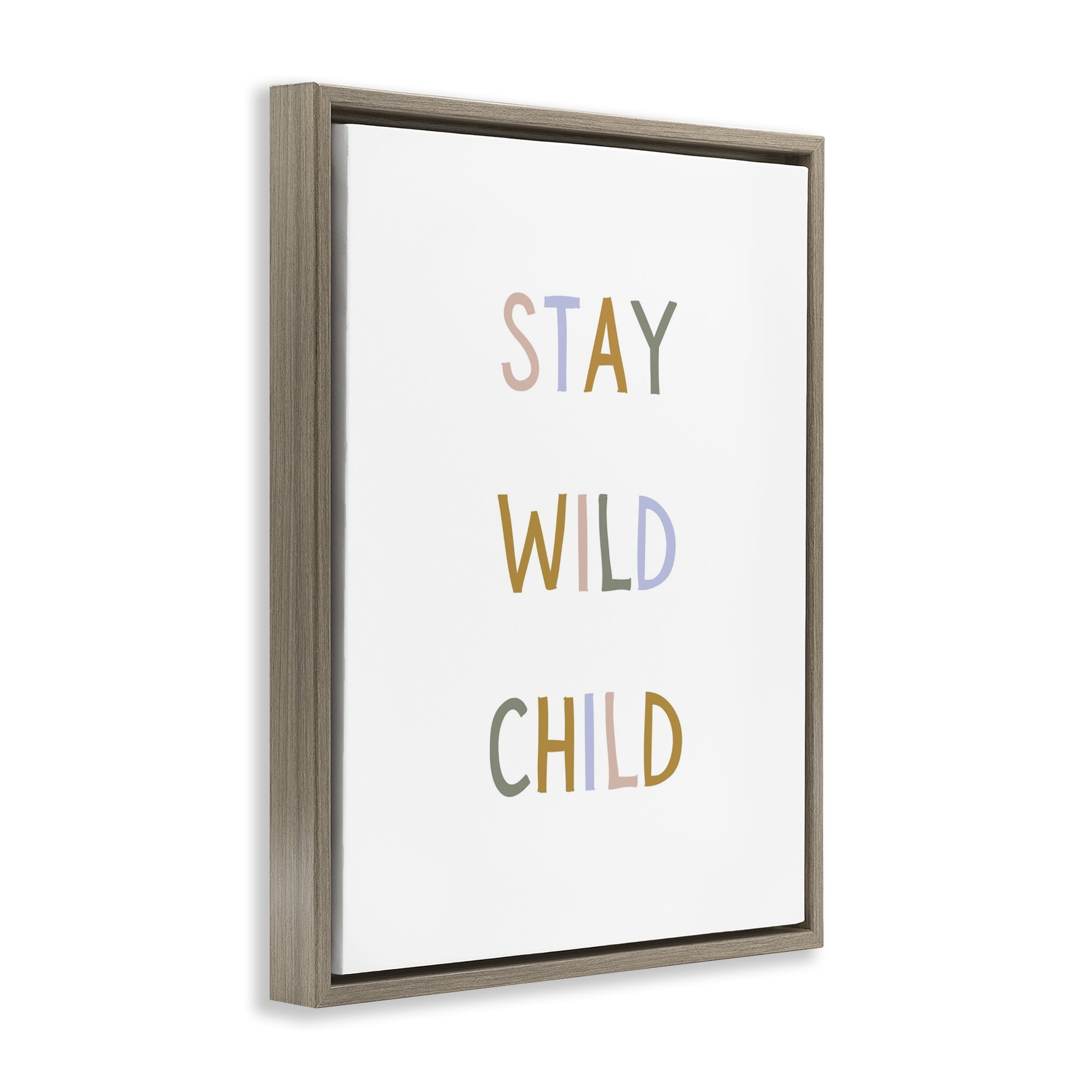 Stupell Industries Stay Wild Child Brown Framed Floater Canvas Wall Art, design by Katie Griggs