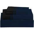 thumbnail image 2 of DNG Creations 4 Piece Two Tone Sheet Set 100% Egyptian Cotton, 800 Threads Count - 8 Inch Deep Pocket ( Solid Black/Navy Blue - Queen ), 2 of 4