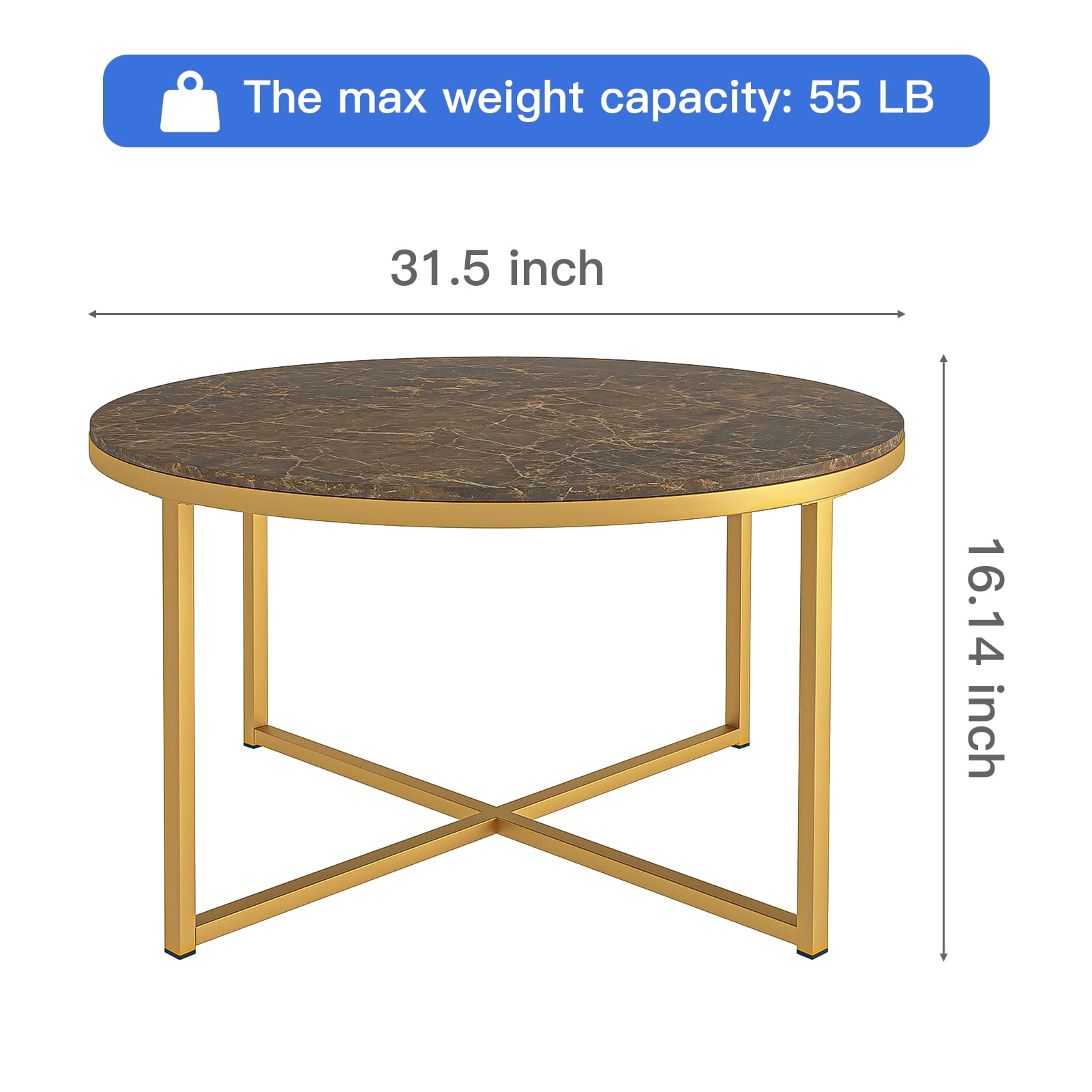 Kadyn Cross Legs MDF Coffee Table, Modern Metal Tea Table with Metal Base, Round Sofa Center Table Cocktail Table for Living Room, Golden Kadyn Cross Legs MDF Coffee Table, Modern Metal Tea Table with Metal Base, Round Sofa Center Table Cocktail Table for Living Room, Golden