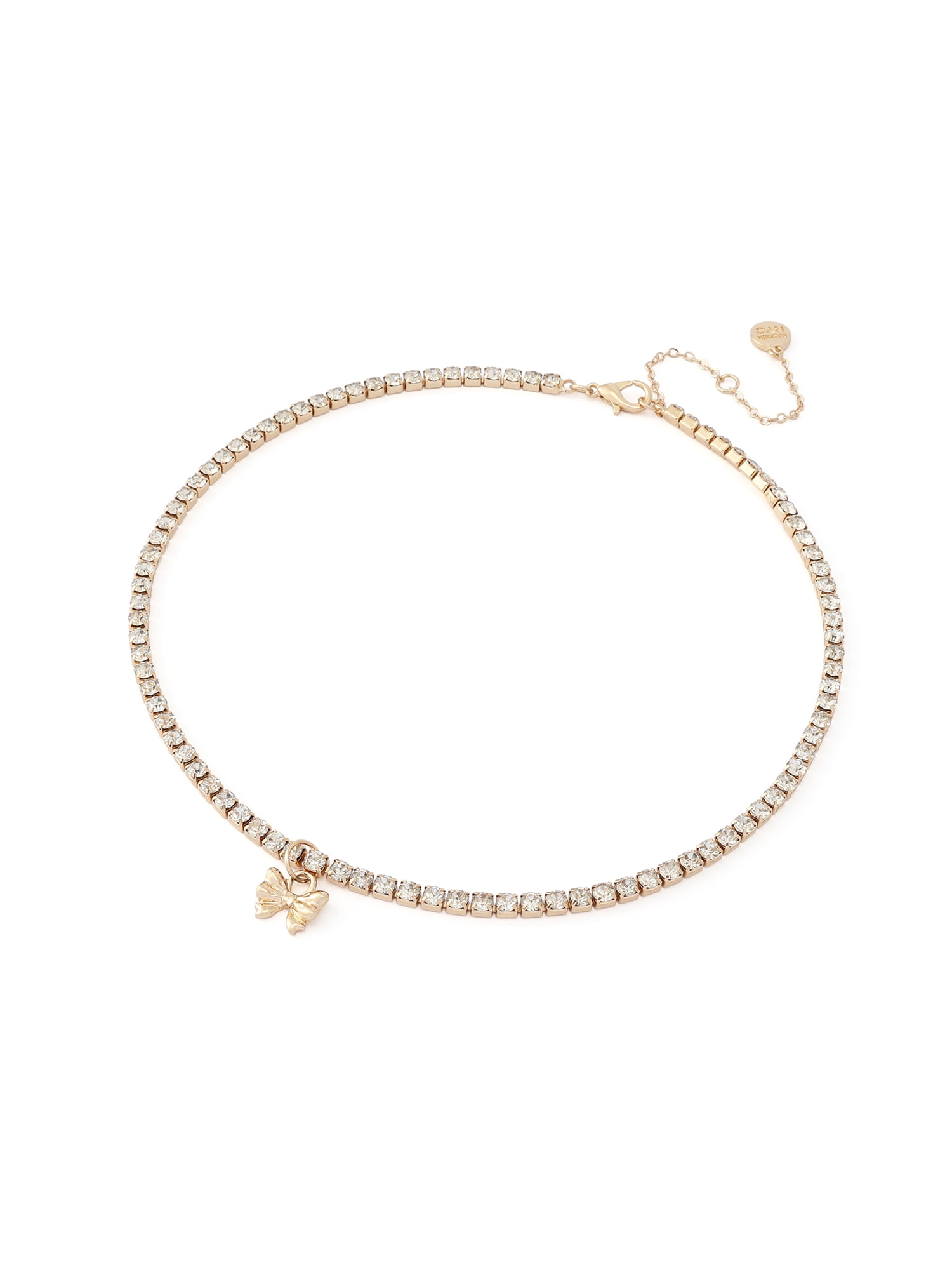 Madden NYC Women's Fashion Crystal Bow Hoop Earring & Necklace Jewelry Set