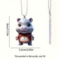 thumbnail image 3 of Fwttom Cute Red Hippo Acrylic 2D Pendant Key Chain Car Rearview Mirror Accessories Backpack Pendant, 3 of 6