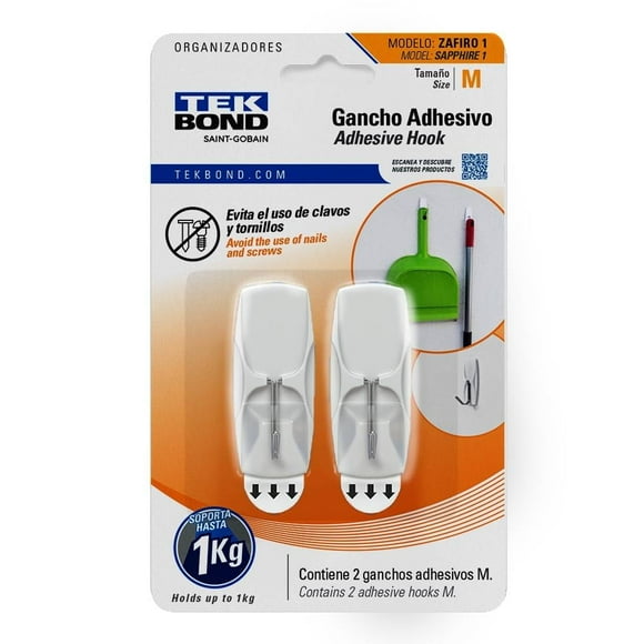 Gancho Adhesivo Tekbond Zafiro M1 2pz