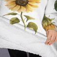 thumbnail image 3 of Oversized Wearable Blanket Hoodie,White Daisy Green Leaf Sunflower Pattern Sherpa Blanket Hoodie with Super Pockets,Super Warm Fuzzy Pullover for Women & Men, 3 of 6