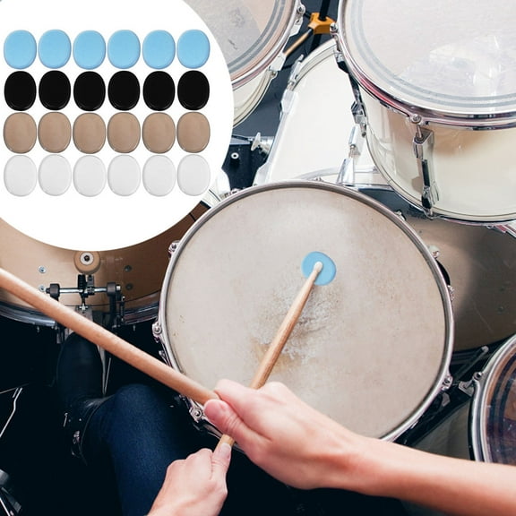 RENACLIPY 24pcs Drum Dampener Silicone Drum Mute Mat for Drummers Sound Insulation