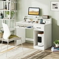 thumbnail image 2 of Patiojoy Home Office Desk w/ Built-in Charge Station Computer Desk w/ Drawer & Adjustable Shelf, 2 of 9