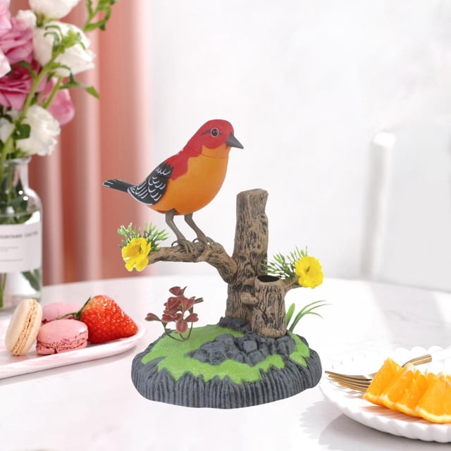 Juguetes eléctricos de estimulación para pájaros, portalápices electrónicos con control de voz para mascotas, adornos para decoración para hogar y la O 506b BLESIY Objeto de pájaro cantando