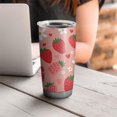 thumbnail image 4 of 20 Oz Pink Strawberry Plants Fruit Coffee Tumbler Double Wall Insulated Stainless Steel Water Bottle | Metal Reusable Thermoses Flask with Cup Cap | Leak & Sweat Proof with Anti-Dust Lid, 4 of 7