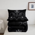 thumbnail image 5 of Homewish Gothic Halloween Skull Queen Comforter Set,Vintage Damask Pattern Comforter Sets Queen,Black Silver,Black Reversible,3pcs,1 Comforter and 2 Pillowcases, 5 of 7