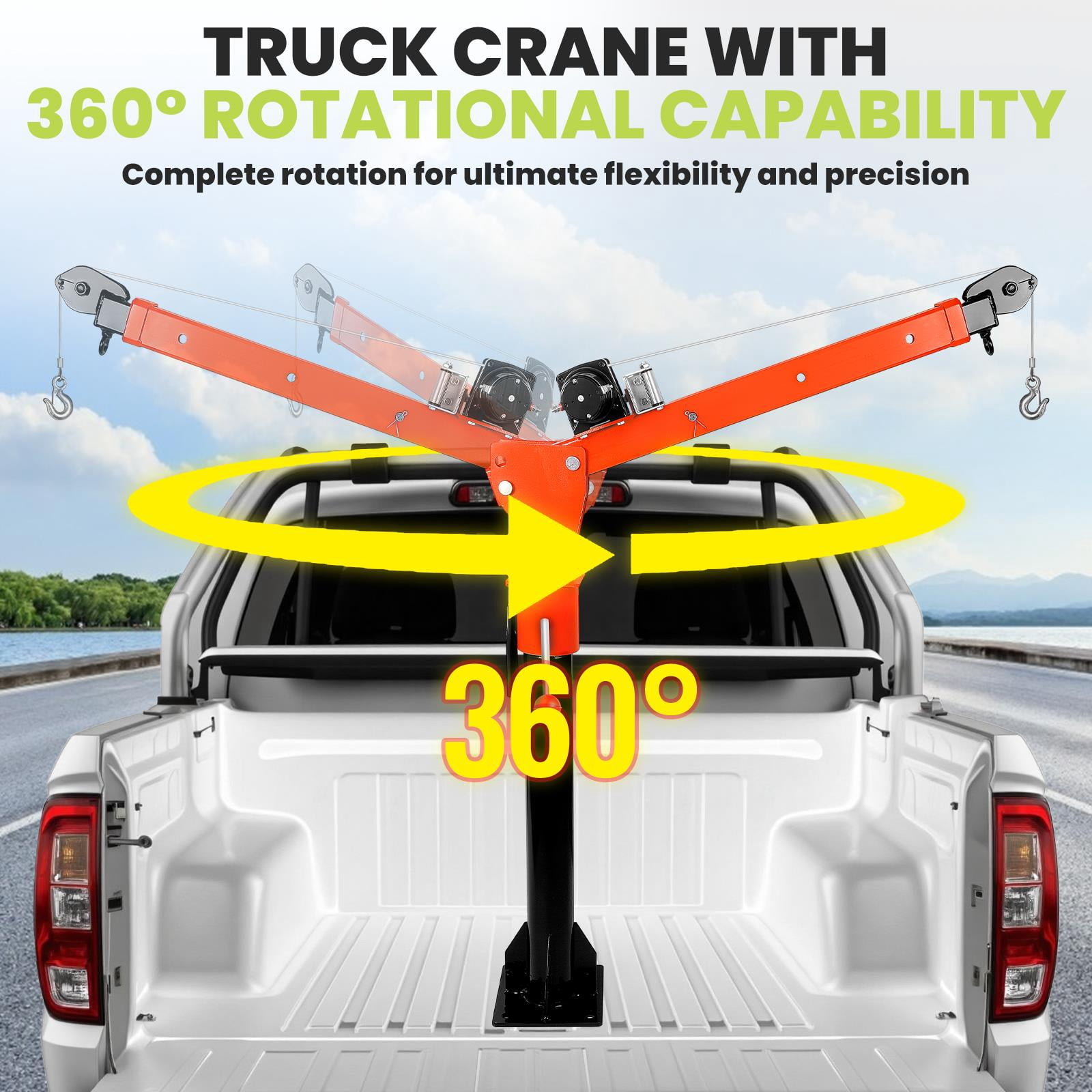 2200LBS Truck Crane, 12V DC Rotatable Crane with 360° Movement, Adjustable Boom Lift for Pickup Trucks