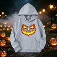 thumbnail image 4 of Grblisyd Girls Hoodies Sweatshirt Casual Sport Clothing for Kids Fashion Pumpkin Face Trendy Hooded Pullover 6-13 Years Old Fall Outfit, 4 of 6