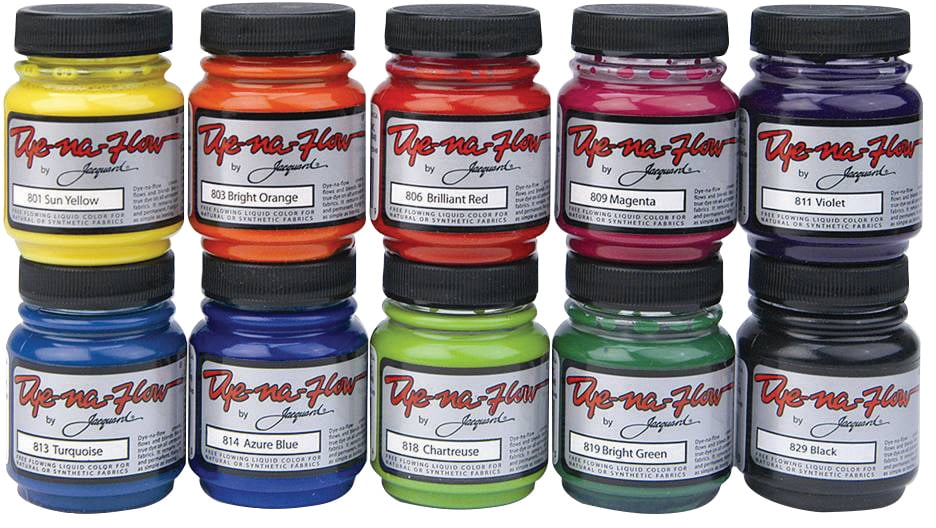 Jacquard Dye-Na-Flow Non-Toxic Specialty Paint Set, 2.25 oz Jar, Assorted Color, Set of 10