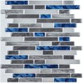 thumbnail image 1 of 4 Pieces, Blue Self-Adhesive Tiles, Vinyl Kitchen Adhesive Splashback, Bathroom Wall Tile Sticker, Mosaic Effect, 30.5x30.5cm, 1 of 4