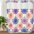 thumbnail image 3 of Pink Purple Blue Spring Floral No Hook Shower Curtain Waterproof,Bathroom Curtains with Snap in Liners and See Through Top Window,Watercolor Summer Botanical Hotel Bathtub Curtains Shower 72"Wx78"L, 3 of 8