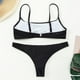 thumbnail image 5 of E8BF-traje de baño Bandeau para mujer, Bikini brasileño atrevido de corte alto, traje de baño con cordón sin tirantes, 2 piezas, 5 of 5