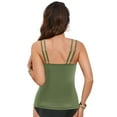 thumbnail image 6 of Wamejoo Women Flowy Tankini Top Swimsuit Top Only Swim Tankini Summer Ruffle High Waist with Bra Support（Army Green, XL), 6 of 9