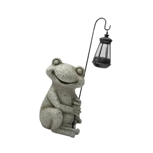 Estatua de rana para exteriores, luz Solar de rana con luces solares, figura de rana creativa, escultura Animal, adorno de resina para patio