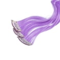 thumbnail image 3 of 12 extensiones de cabello sintético con mechas onduladas y rizadas de un solo color para fiestas, con clip (lila y morado), 3 of 5