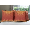 thumbnail image 6 of Ambesonne Leaf Throw Pillow Cover 4 Pack, Traditional Saree, 20", Marigold Orange, 6 of 7