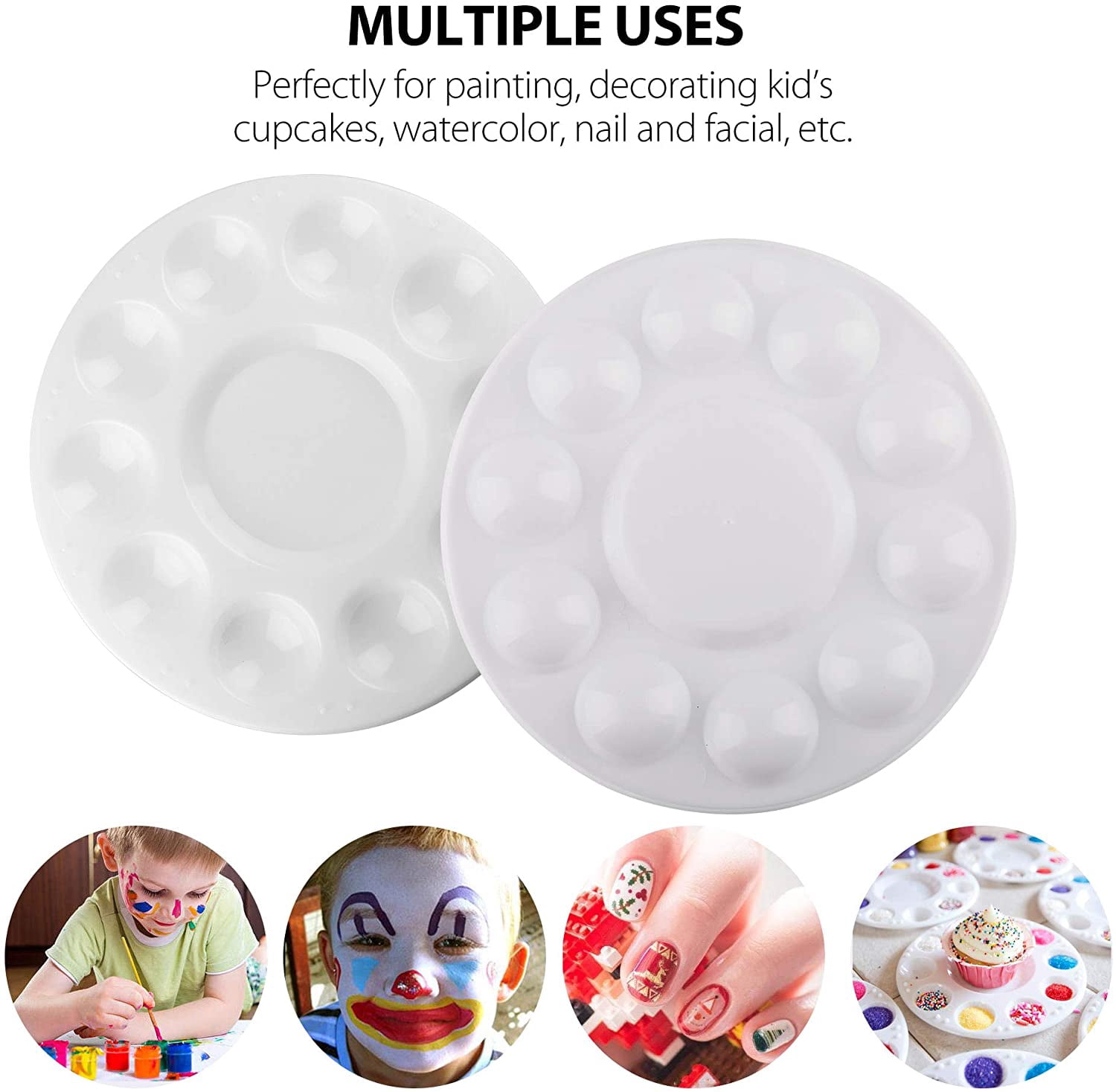 32 Pack Paint Tray Palettes, Plastic Paint Pallets, Painting Tray Palette, Round Paint Holder Tray, DIY Craft, Art Painting, Classes, Play Party, Kindergarten or School