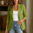 thumbnail image 4 of Womens Blazer 3/4 Sleeve Business Casual Work Suit Jacket Lightweight Office Wear with Button Green L, 4 of 7