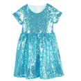 thumbnail image 2 of XXWXYD Toddler Girls Sequins Dress Short Sleeve High Waist Swing Par𝗍y Holiday Wedding Prom Dance Sparkly Festive Gown Glitter Pageant 1-8 Years, 2 of 4
