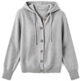 thumbnail image 6 of yillto Womens Button down Hooded Cardigan Sweater Knit Long Sleeve Loose Fitting Cardigans with Drawstring, 6 of 6