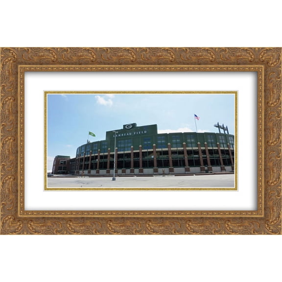 Lambeau Field 2x Matted 24x18 Gold Ornate Framed Art Print from the Stadium Series