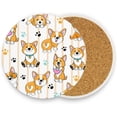 thumbnail image 5 of Coasters for Drinks Set of 2 Pieces Absorbent Ceramic Coasters with Cork Base, Lovely Corgi Background Coffee Coaster Great Gift for Table, Housewarming, Birthday, Kitchen, Home Decor Cup Coasters, 5 of 5