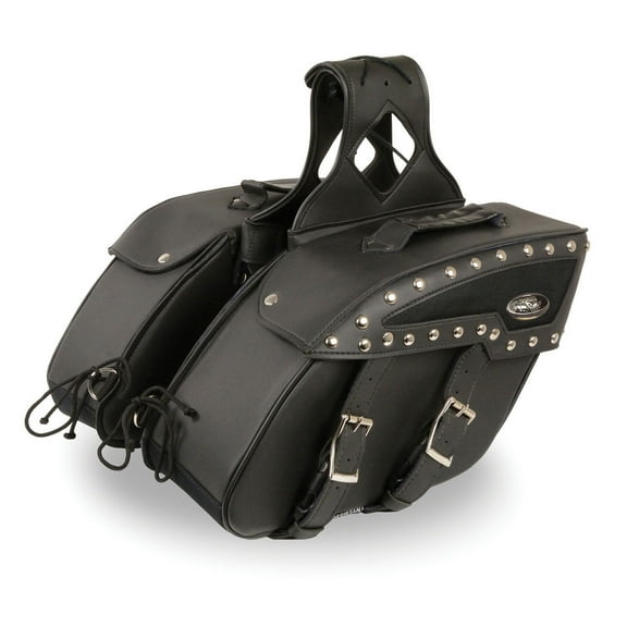 Milwaukee Performance SH658ZB Medium Zip Off Studded PVC Slanted Throw Over Saddle Bag PCS