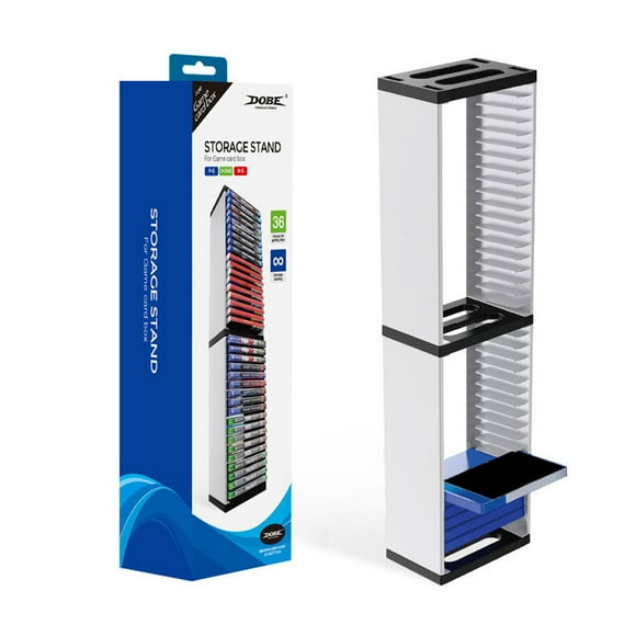 Double Video Game Storage Tower, Store 36 Game Discs Display Game Discs Video Game Storage Shelf ABS For Game Discs