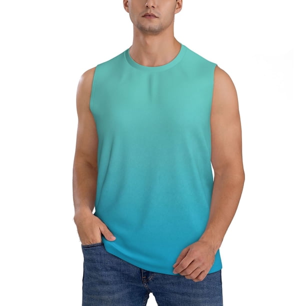 Balery Teal Turquoise Camisetas sin mangas para hombre, absorbe la humedad y protege contra el mal olor.-X-Large