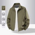 thumbnail image 2 of Jerdar Men's Nylon Jacket Lightweight Thin Zip Pockets Solid Color Long Sleeve No Hood Casual Windproof Water Resistant Everyday Coat Outerwear Crop Jackets for Men, 2 of 9