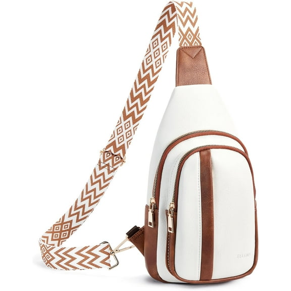 Sling Bag for Women Crossbody Purse Vegan Leather Fanny Pack Chest Bag Camel Brown