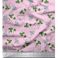 thumbnail image 1 of Soimoi Pink Modal Satin Fabric Leaves & Moth Insects Print Sewing Fabric Yard 42 Inch Wide, 1 of 1