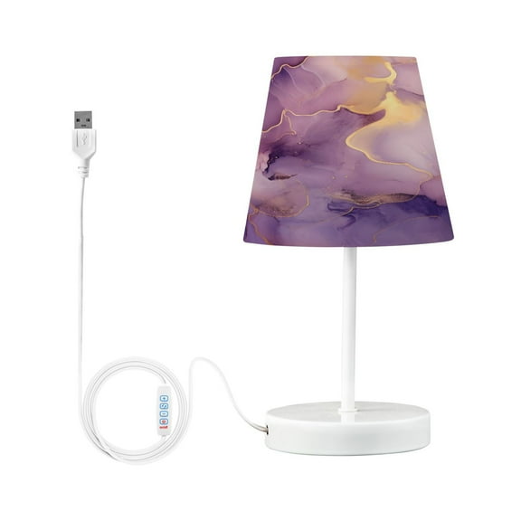 Purple Lilac Gold Marble Desk Lamp LED Table Nightstand Lamps with 3 Color Temperatures for Home Bedroom Living Room Decor 6x11