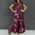 thumbnail image 5 of NaWent Girls Maxi Dress Short Sleeve Casual Long Floral Print Dresses with Pockets 6-12 Years Wine 6 Years, 5 of 7