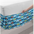 thumbnail image 2 of Cartoon Bed Skirt, Puppy in Cars Traffic Jam Surfboard Beach Road, Elastic Bedskirt Dust Ruffle Wrap Around for Bedding Decor, 4 Sizes, Sea Blue Earth Yellow, by Ambesonne, 2 of 2
