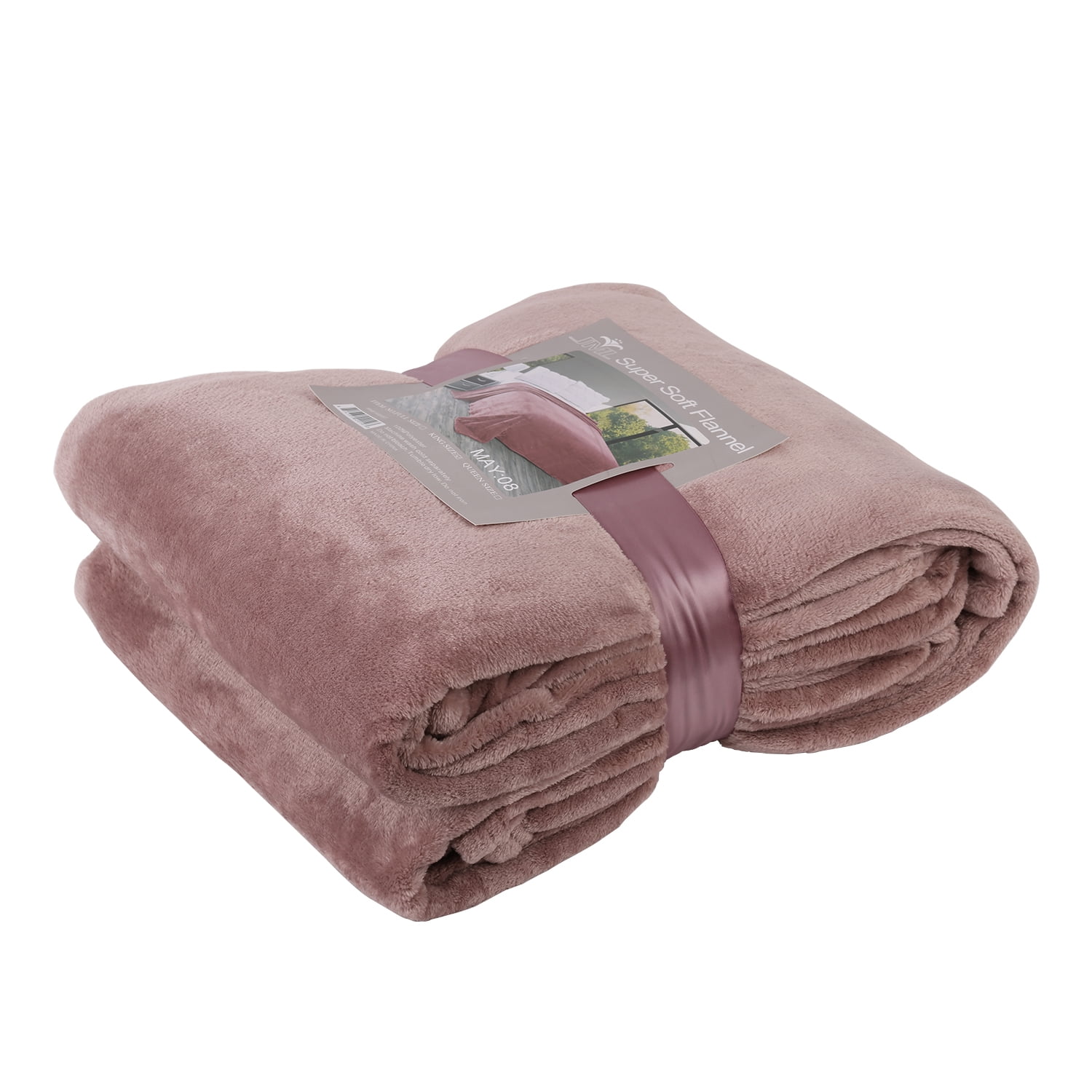 JML Fleece Blanket Flannel Blanket Couch Pink Queen 77"X81" Soft Lightweight Bed Blanket