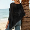 thumbnail image 4 of Women Asymmetrical Off Shoulder Beach Cover Up Wrap Sun Shawl,Black,One Size, 4 of 5